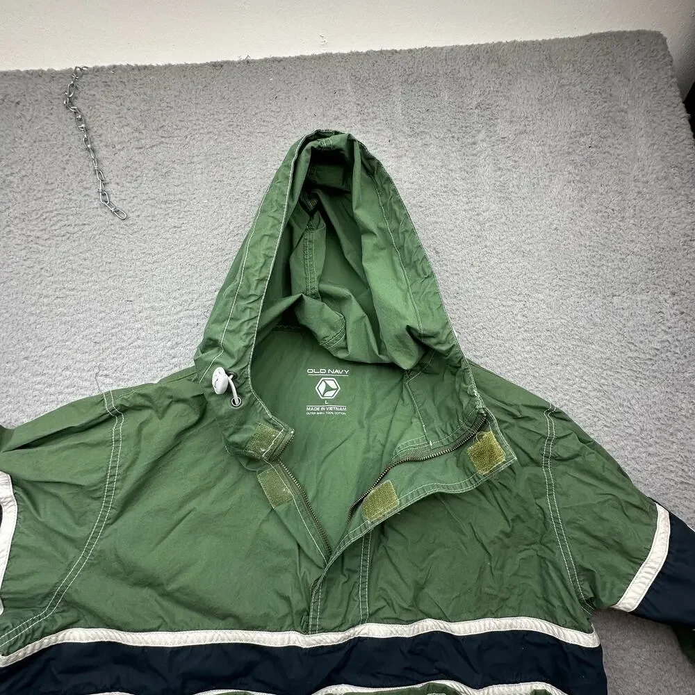 Vintage 2006 Y2K Old Navy Anorak Lightweight Jacket Mens Large Green Blue Hooded